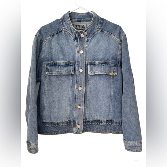 ZYIA | Jackets & Coats | Zyia Faded Indigo Crossroads Denim Jacket ...